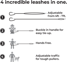 Load image into Gallery viewer, Blue Leash Adjustable 4ft-7ft - WAGSUP