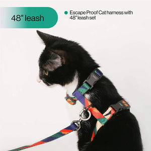 Cat Harness and Leash Set (Black and White Stripes)