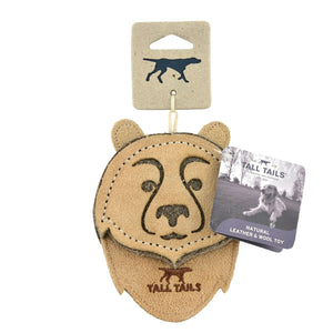 Natural Leather & Wool Scrappy Bear Toy 4"